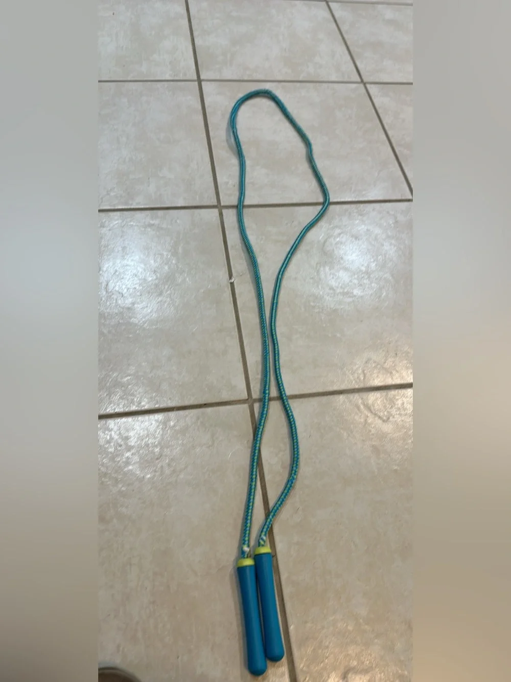 Braided Fabric Jump Rope with Blue & Yellow Plastic Handles (90-Inch / 7.5 FT)